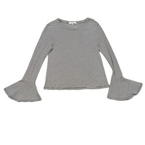 Ro & De Bell Sleeve Knit Blouse Top Striped Black White Size Small Flare Sleeve